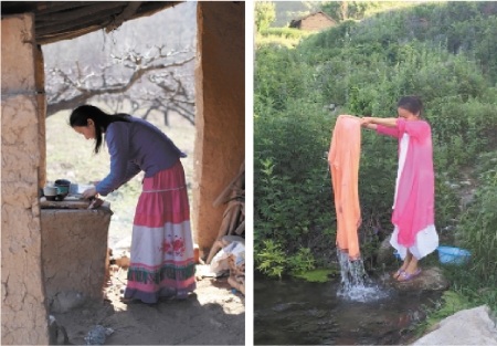 祥子在河边洗衣服。(网络图片) 祥子在河边洗衣服。(网络图片)