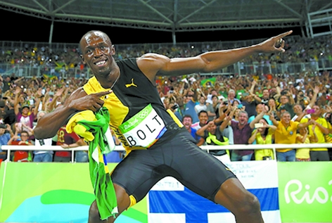 牙买加短跑名将波尔特,完成史无前例的100公尺、200公尺、400公尺接力3项3连霸。(Getty Images) 牙买加短跑名将波尔特,完成史无前例的100公尺、200公尺、400公尺接力3项3连霸。(Getty Images)