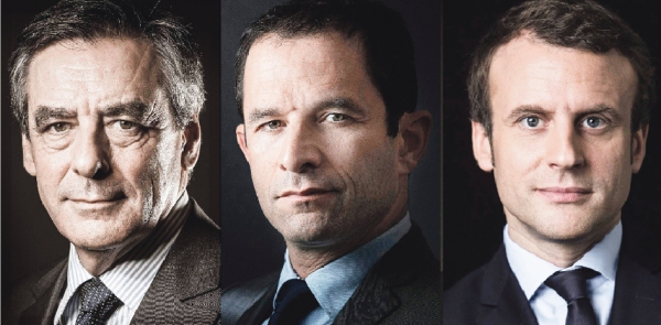 从左至右:菲永、阿蒙、马克隆(AFP/Getty Images) 从左至右:菲永、阿蒙、马克隆(AFP/Getty Images)