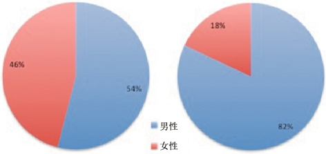 在接受调查的工薪族中,女性占46%,男性占54%,二者区别不大,但在高薪族中,男性占高达82%,女性仅有18%。(《看中国》制图) 在接受调查的工薪族中,女性占46%,男性占54%,二者区别不大,但在高薪族中,男性占高达82%,女性仅有18%。(《看中国》制图)