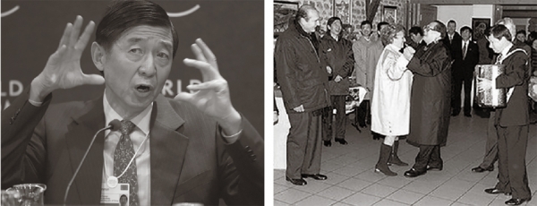 左图:吴建民 / 右图:江泽民不顾礼仪,拉着法国总统希拉克夫人跳舞。法国总统夫人手里的眼镜都没来得及放下。(网络图片) 左图:吴建民 / 右图:江泽民不顾礼仪,拉着法国总统希拉克夫人跳舞。法国总统夫人手里的眼镜都没来得及放下。(网络图片)