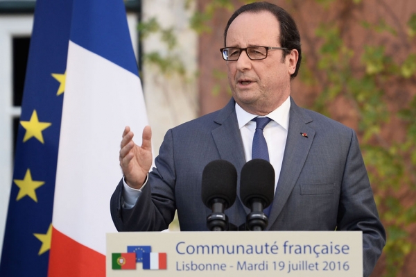 7月19日，奥朗德在里斯本发表讲话。(AFP/Getty Images)