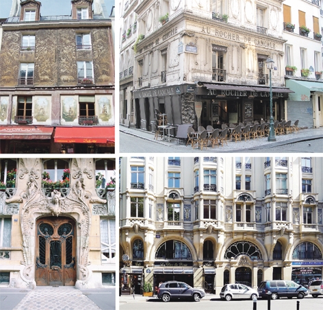 左上:穆浮塔街134号;左下:拉维罗特建筑大楼;右上:康卡勒岩石餐厅;右下:恩纳比克大楼。(图片来源:维基百科) 左上:穆浮塔街134号;左下:拉维罗特建筑大楼;右上:康卡勒岩石餐厅;右下:恩纳比克大楼。(图片来源:维基百科)