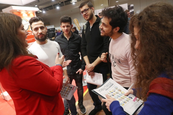 今年1月份，德国在柏林为难民举办了第二届工作招聘会。（AFP/Getty Images）
