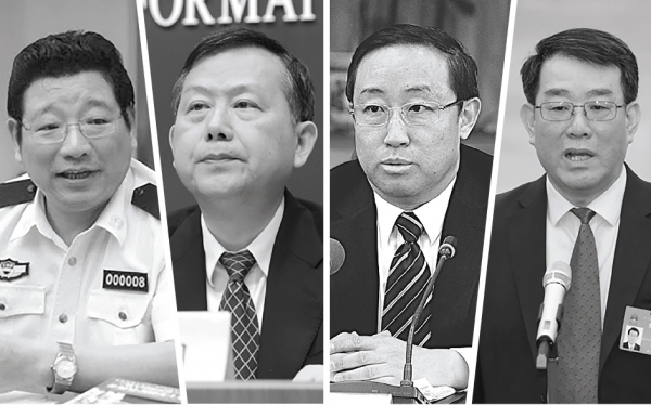 从左至右:陈智敏、黄明、傅正华、杨焕宁 从左至右:陈智敏、黄明、傅正华、杨焕宁