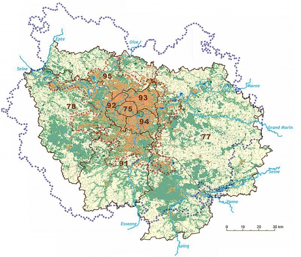 法兰西岛大区(Région Île-de-France)地图(维基百科) 法兰西岛大区(Région Île-de-France)地图(维基百科)