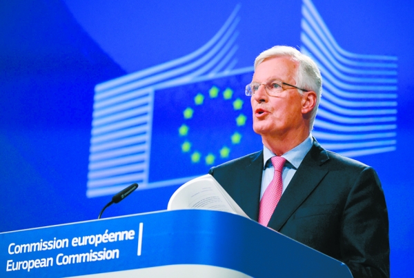 欧盟谈判代表米歇尔•巴尼耶8日发言表示,英国提出的爱尔兰边界保障计划仅是抛出了更多的问题而不是给出自己的答案。(AFP/Getty Images) 欧盟谈判代表米歇尔•巴尼耶8日发言表示,英国提出的爱尔兰边界保障计划仅是抛出了更多的问题而不是给出自己的答案。(AFP/Getty Images)