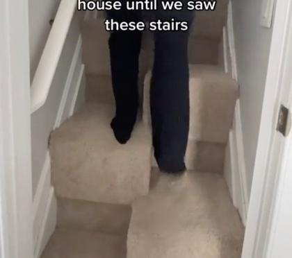 左右错开的楼梯设计(图片来源:TikTok截图)