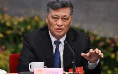 2024年3月7日，时任新疆党委书记马兴瑞在中共第十四届全国人民代表大会新疆代表团会议上致词。（图片来源：GREG BAKER/AFP via Getty Images）