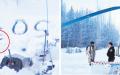 左图：斯蒂尔在雪地上刻画出一个大大的“SOS”。右图：23天后，阿拉斯加州警方发现并营救了斯蒂尔。（视频截图）