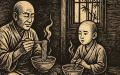 老和尚用一碗面治好了小和尚的怨恨心。（手绘插画/看中国/李齐）