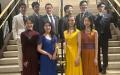 2026年7月22日，神韵艺术家Emily Pan、Rachel Chen，Lilian Parker和Angela Lin（前排，从左至右）；神韵艺术家Jesse Browde、Lucas Browde、Leeshai Lemish（主持人）、Jisung Kim、Jared Ren和William Li（后排，从左至右）在美国国会大厦出席记录片《坚不可摧》（Unbroken:The Untold Story of Shen Yun）的特别放映活动。（图片来源：杨浩/看中国）