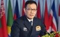 2025年9月18日，中共国防部长董军在北京国际会议中心举行的香山论坛开幕式上致辞。（图片来源：GREG BAKER/AFP via Getty Images）