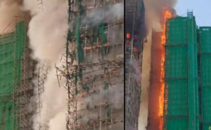 11月26日，香港宏福苑发生五级大火，伤亡惨重。（图片来源：视频截图）