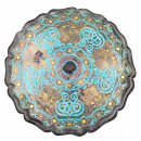 错金银绿松石狩猎纹十二曲铜镜