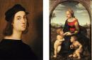 左图：拉斐尔画像（公有领域）；右图：《美丽的园丁之女》（公有领域）