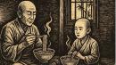 老和尚用一碗面治好了小和尚的怨恨心。（手绘插画/看中国/李齐）