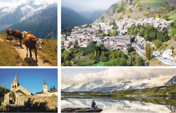 左上图:背景为拉梅耶山美景的54号远足山路(MartinD/维基百科);右上图:山峰下的拉格拉夫小镇(MOSSOT/维基百科);左下图:拉格拉夫的教堂(Gagea/维基百科);右下图:艾克兰国家公园美景(Nuno Alves/维基百科)。