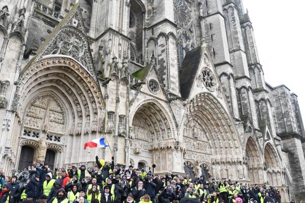 1月12日，黄背心在布鲁日举行第九次全国运动。（AFP/Getty Images）