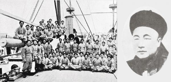 左图:“致远号”乘员合影,大约是在甲午战争时期所摄。(维基百科);右图:“致远号”邓世昌谥号“壮节公”。