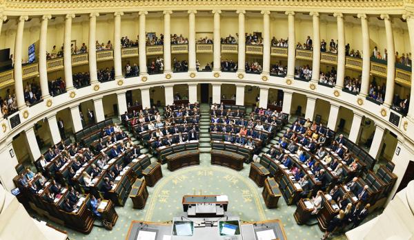 2019年6月20日比利时,在布鲁塞尔举行的联邦选举之后,150名公民宣誓成为立法机关的分庭成员。(AFP/Getty Images)