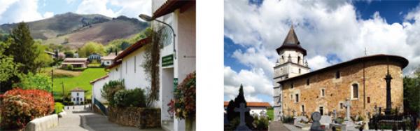 左图:坐落在田野丘陵中的艾诺阿镇的公立小学(Pierre Bona/维基百科CC BY-SA 3.0);右图:镇上的圣母升天教堂(Pierre Bona/维基百科CC BY-SA 3.0)