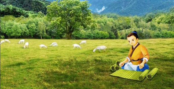 西汉的农家少年路温舒，将书籍抄在编好的蒲草上，一边放羊，一边读书，最终成为了西汉著名的法律学家。