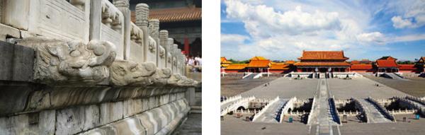 左图“螭首”(公有领域);右图:金水桥(123RF)