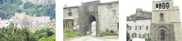 左图:城堡(Nicolas Varney/维基百科CC BY-SA 3.0);中图:11世纪时通往城堡内部的大门(Torsade de Pointes/公有领域);右图:圣皮埃尔罗马式教堂(Torsade de Pointes/公有领域)。
