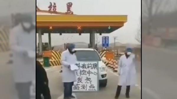 吉林省白城地区的公路已设立了疫情监测点（视频截图）