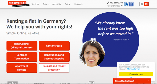 wenigermiete.de网站截图