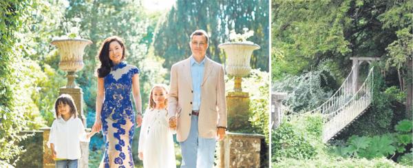 左图:林晓静和丈夫包柏德以及他们的小公主澳维丽、小王子威廉姆。右图:这座漂亮的吊桥,也是他们家私人专属的。
