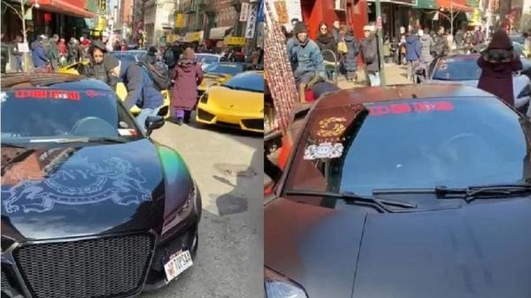 去年，中国海外富二代以不是人人都买得起的跑车羞辱香港留学生，今天，贴上中国加油贴纸的 “ 超跑爱国车队 ” 反而揭示了一泱泱大国的虚胖。（图片来源：脸书/上报）