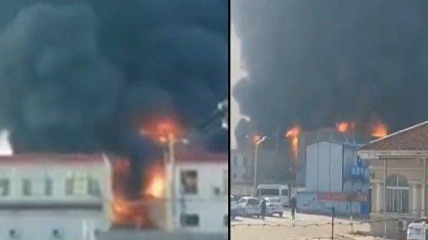 亮马化工贸易有限公司发生爆炸(图片来源:视频截图)