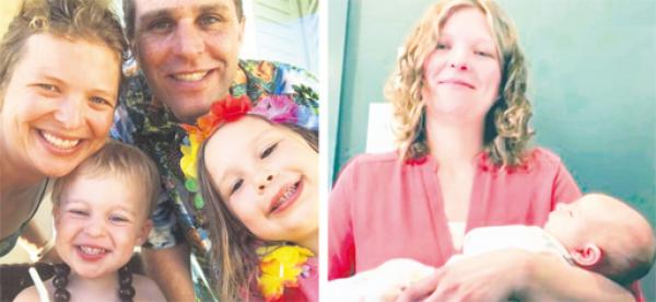 左图:疫情前的帕斯医生一家。右图:手抱婴儿的医生妻子瑞琦(Facebook)