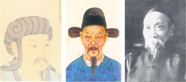 左图:诸葛亮(公有领域);中图:张居正(公有领域);右图:陈宝琛(公有领域)