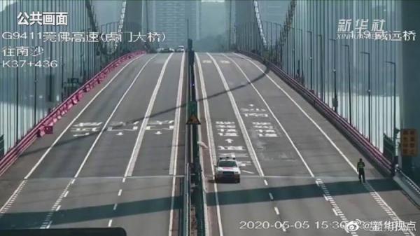 近日虎门大桥出现“波浪式”晃动,引发外界关注。(图片来源:视频截图)