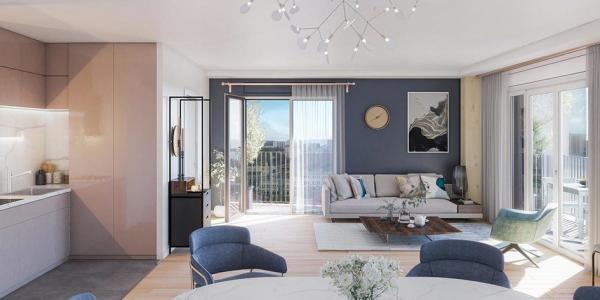 公寓内部的起居室效果图。（图片由开发商提供）