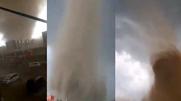 内蒙古锡林浩特25日出现大型龙卷风景象（图片来源：视频截图）