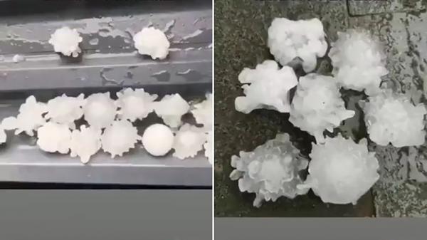 6月25日端午节,北京及河北地区下起外形酷似冠状病毒的大冰雹。