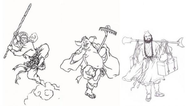 西游记角色:孙悟空、猪八戒、沙悟净。(图片取自神韵艺术团官网)