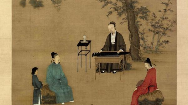 宋徽宗赵佶《听琴图》局部。(图片来源:维基百科)