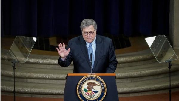 12月14日，川普总统宣布司法部长巴尔即将离职，并任命代理司法部长。（图片来源：Drew Angerer/Getty Images）