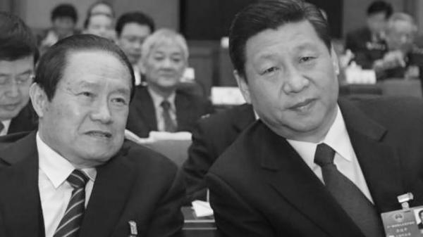 上位国家主席之前，同为第十七届政治局常委的习近平与周永康一起出席会议。