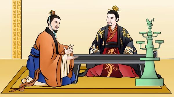 兵征天下，需行正义之师；看人相面，蔚缭误判秦王。（绘图：Winnie Wang/看中国）