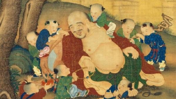 明末清初《十子闹弥勒图》(图片来源:公有领域)