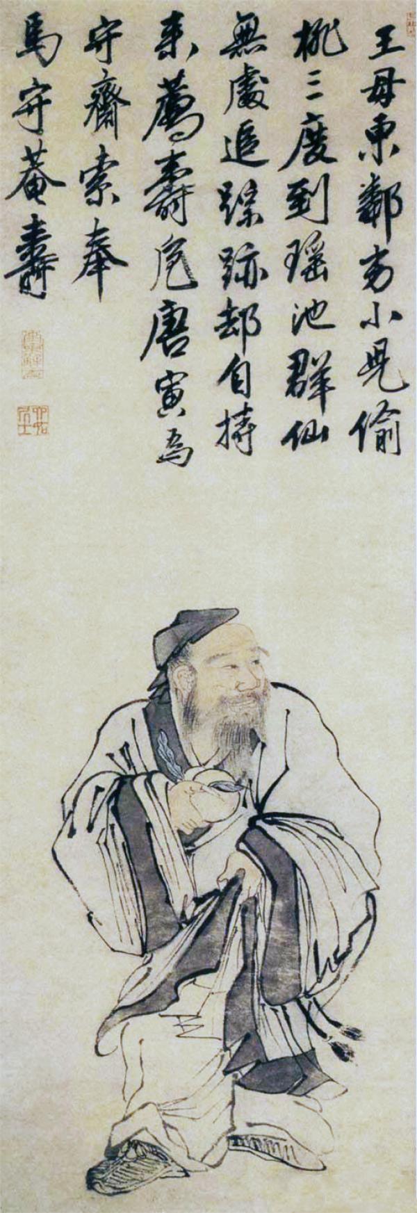 明代唐寅《东方朔像》