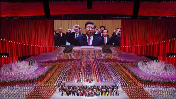 2021年6月28日,北京庆祝中共成立100周年庆祝演出。(图片来源:Lintao Zhang/Getty Images)