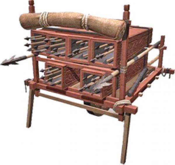 一窝蜂,集束火箭,规格多种,从3连发到100连发不等,射程300米。(公有领域)