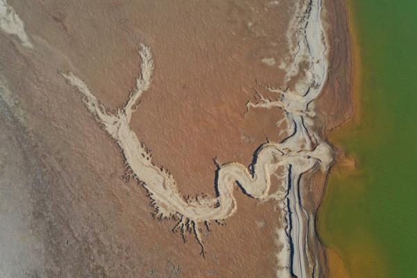 黄河濮阳段滩地出现的巨龙图腾景象。(图片来源: 微博)